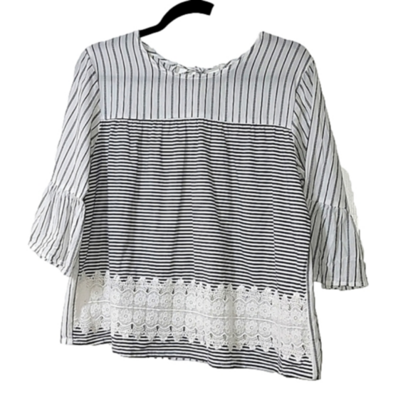 Mixed media striped top by B. Boutique by Evergreen, size XL - Picture 1 of 8